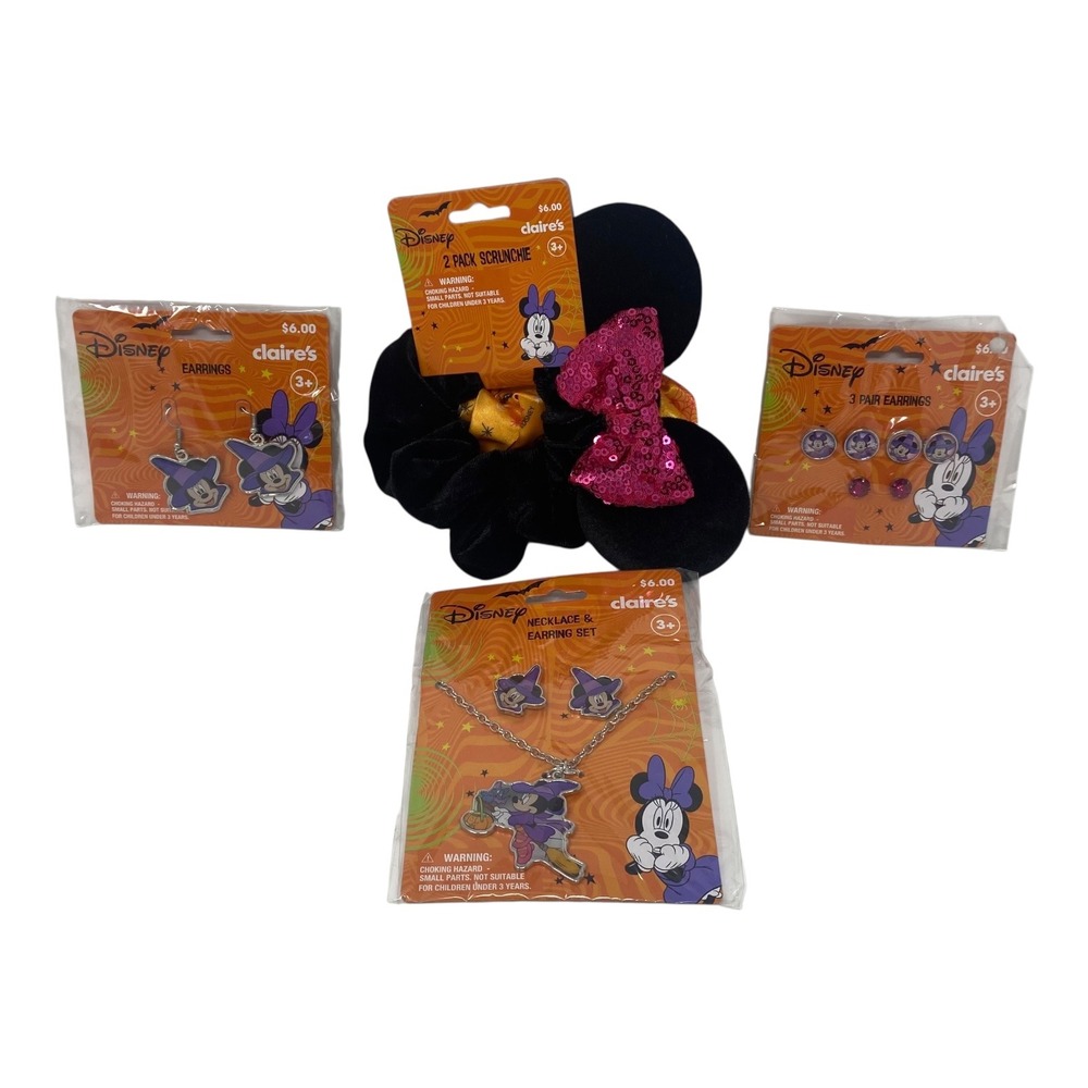 Claire's Disney‎ Minnie Mouse Halloween Jewelry & Hair Accessory Set New
